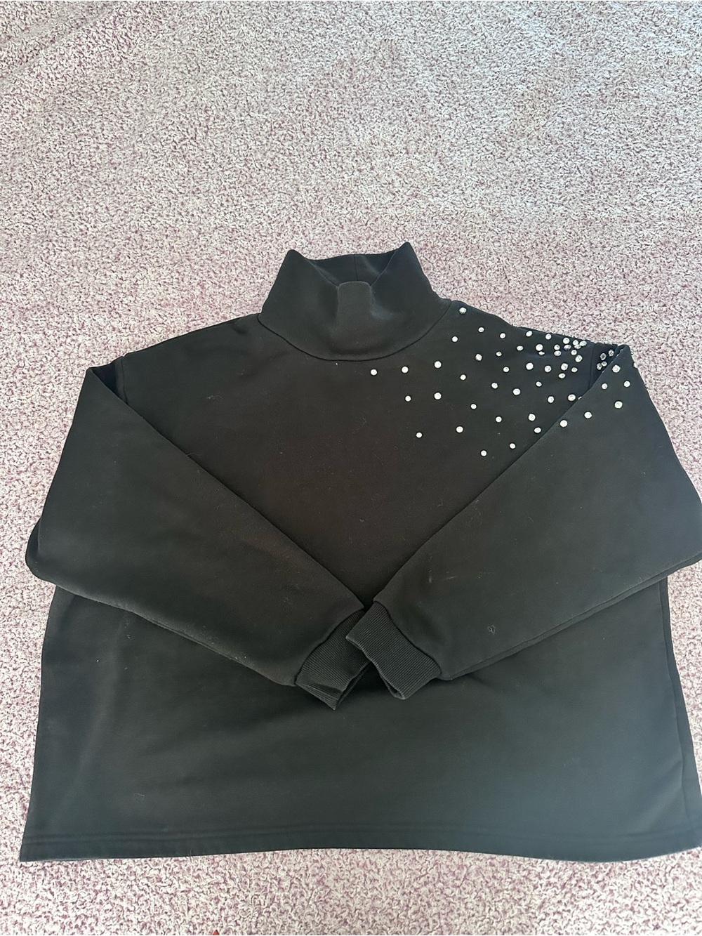 Zara Black Turtleneck Sweatshirt with Shoulder Embellishments